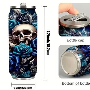 Skull and Roses Insulated Bottle Stainless Steel 17 Oz